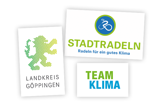 Logos STADTRADELN 2025, Landkreis Göppingen und TEAM KLIMA